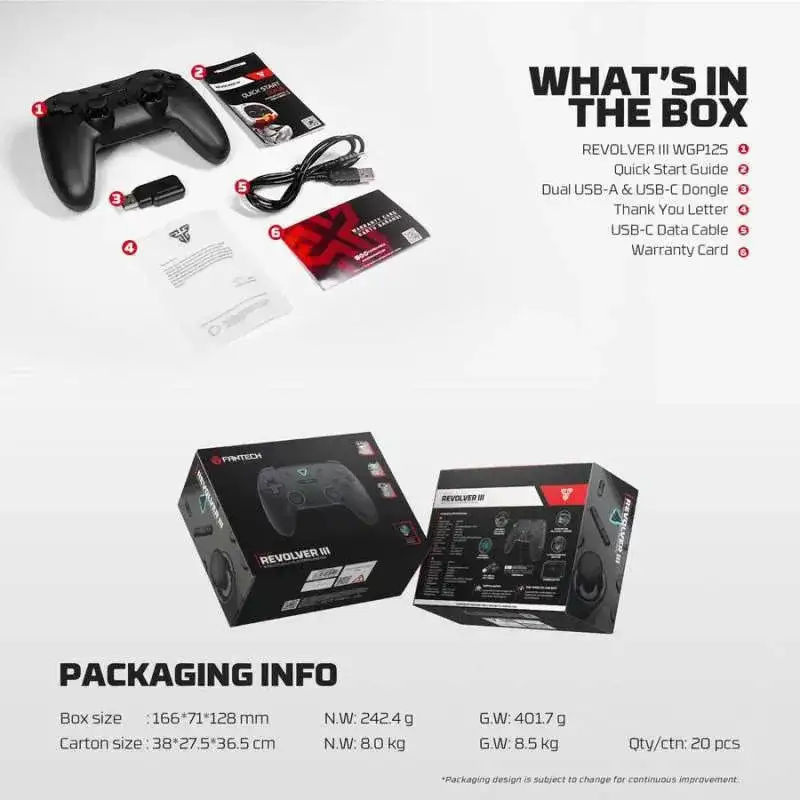 FANTECH REVOLVER III WGP12S BLACK ( PC / PS ) with dongle USB C & USB A