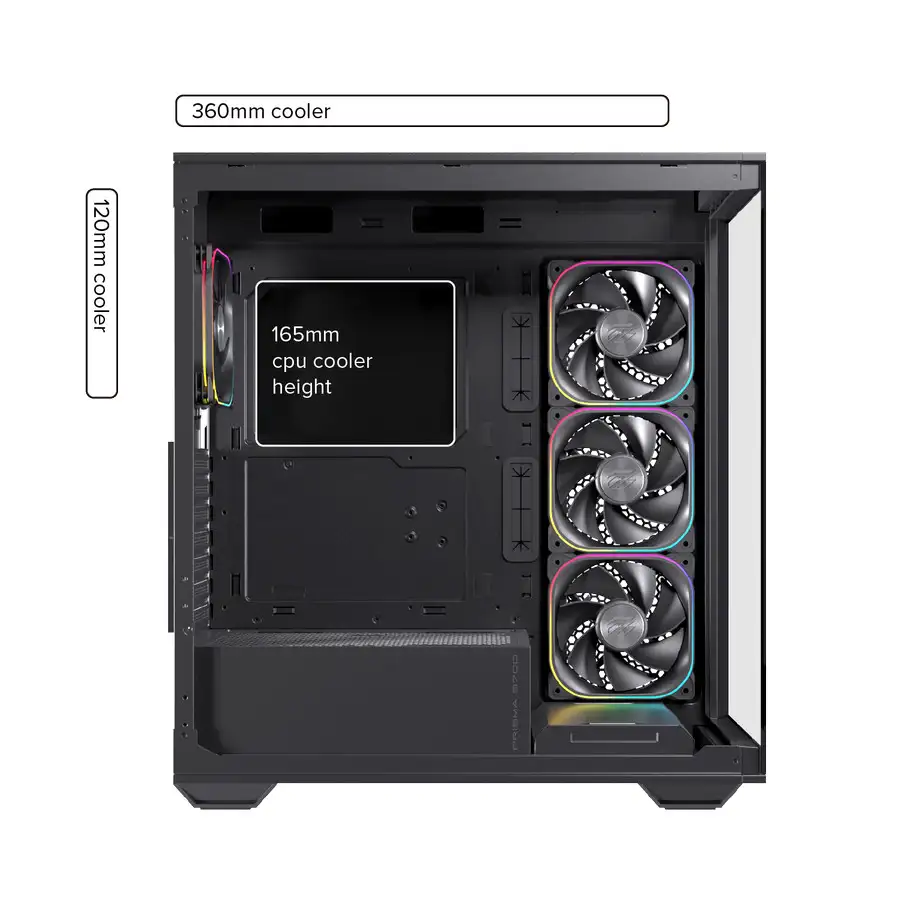 EINAREX Prisma S700 Black ATX Type-C 3x 12cm Reverse + 1x12cm ARGB Fan