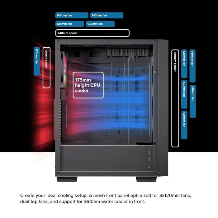 EINAREX Pulse P100 Core White ATX + 1x Fan ARGB