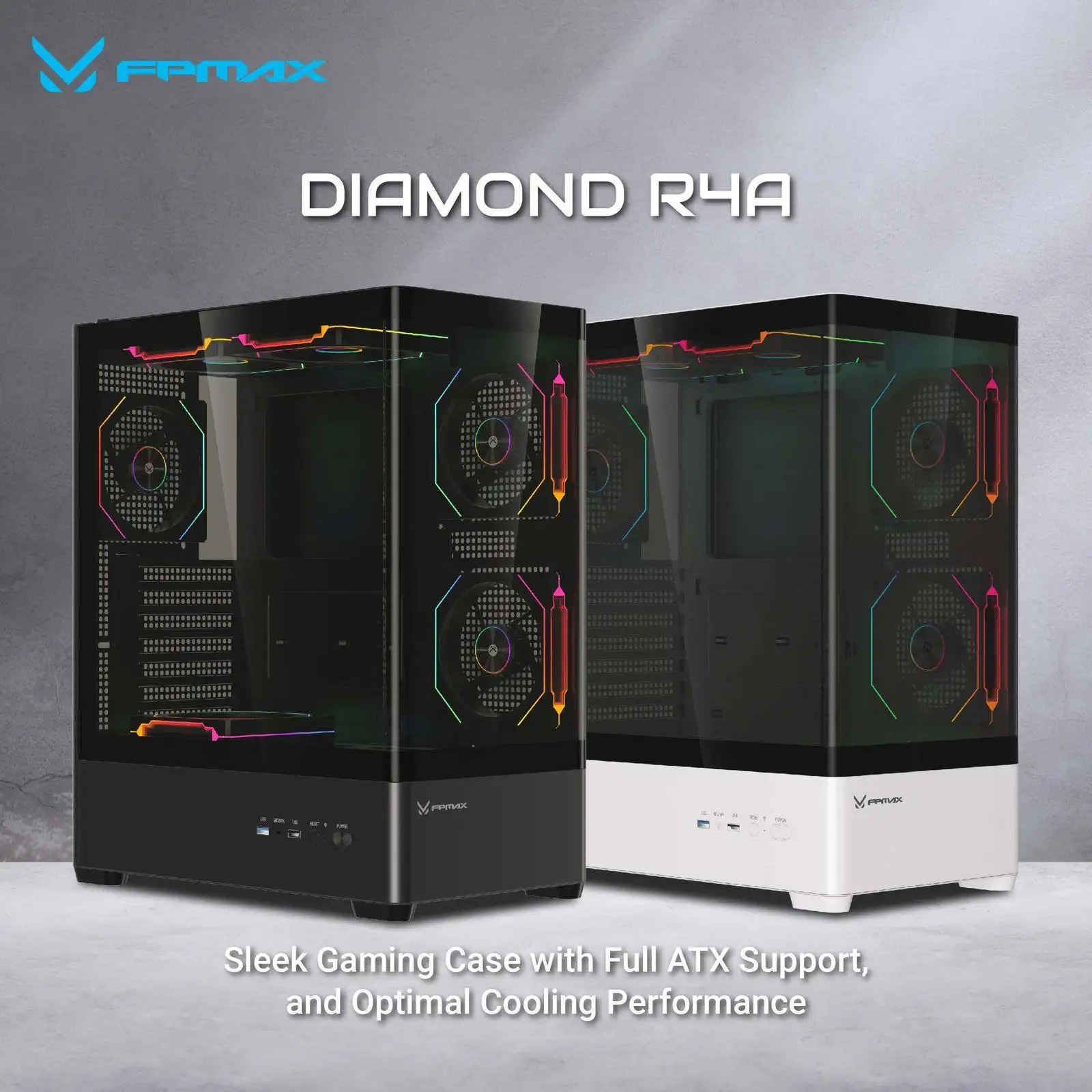 FPMAX Diamond R4A PRO LUMA White + 3 Fan FRGB ATX