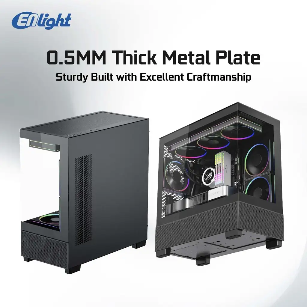 ENLIGHT Z12 + No Fan mATX Seaview Temper - Black