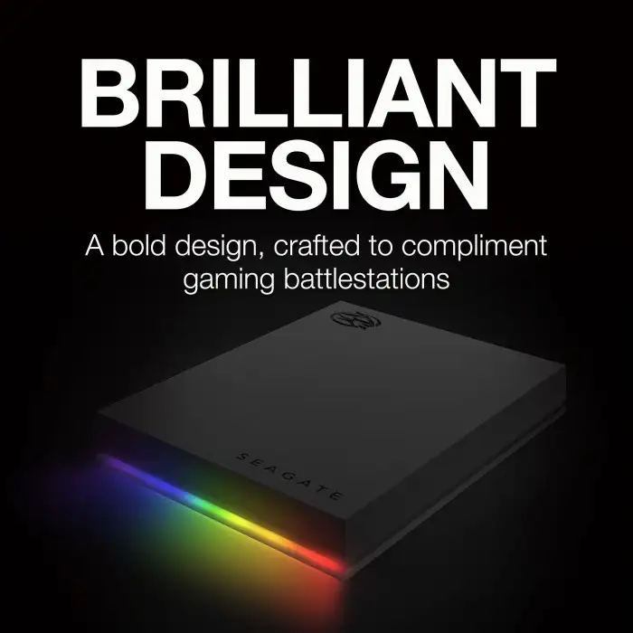 SEAGATE FireCuda Gaming Portable Hard Drive External USB3.2 RGB 2TB