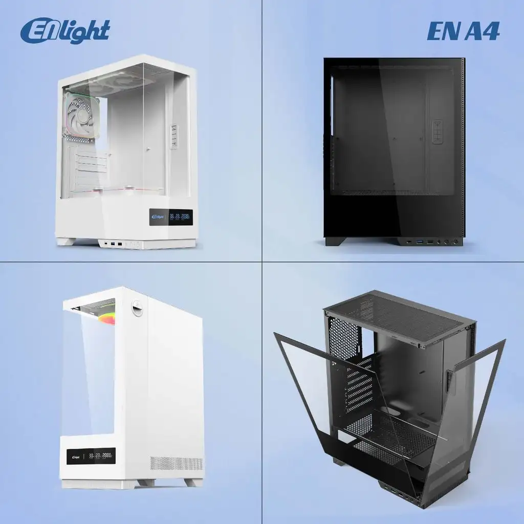 ENLIGHT A4 TEMPER BLACK ATX + Digital Display + 3 Fan Avalon X / Nova (aRGB)