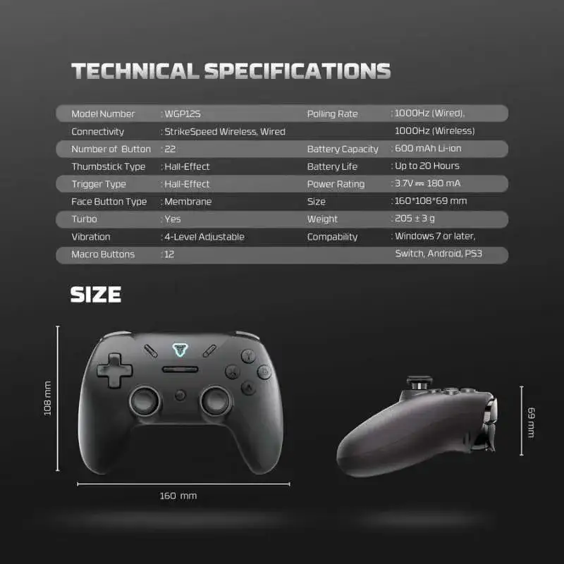 FANTECH REVOLVER III WGP12S BLACK ( PC / PS ) with dongle USB C & USB A