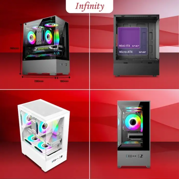 INFINITY NOIR White + 3 Fan mATX Seaview Case