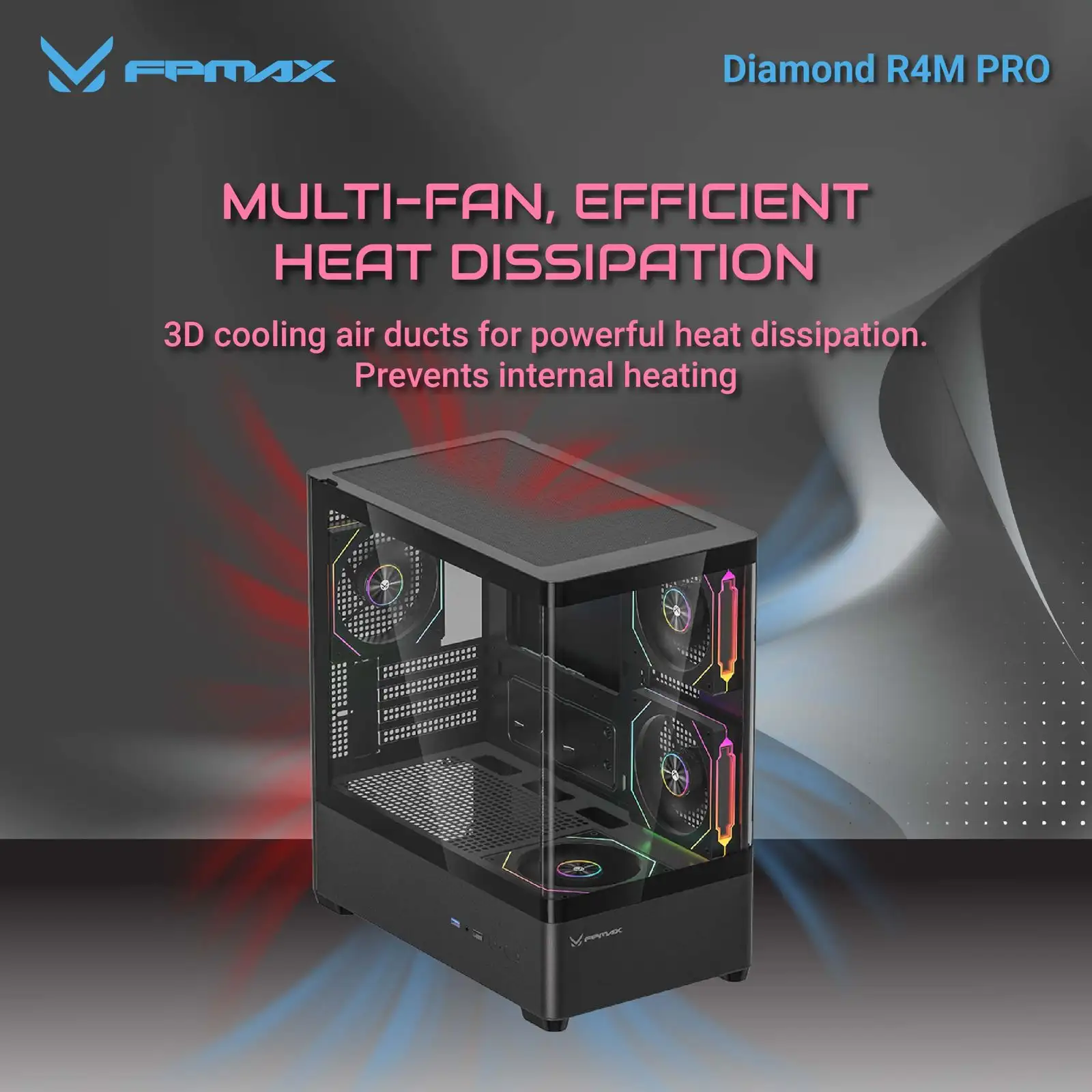 FPMAX Diamond R4M PRO NOVA Black + 3 Fan ARGB mATX