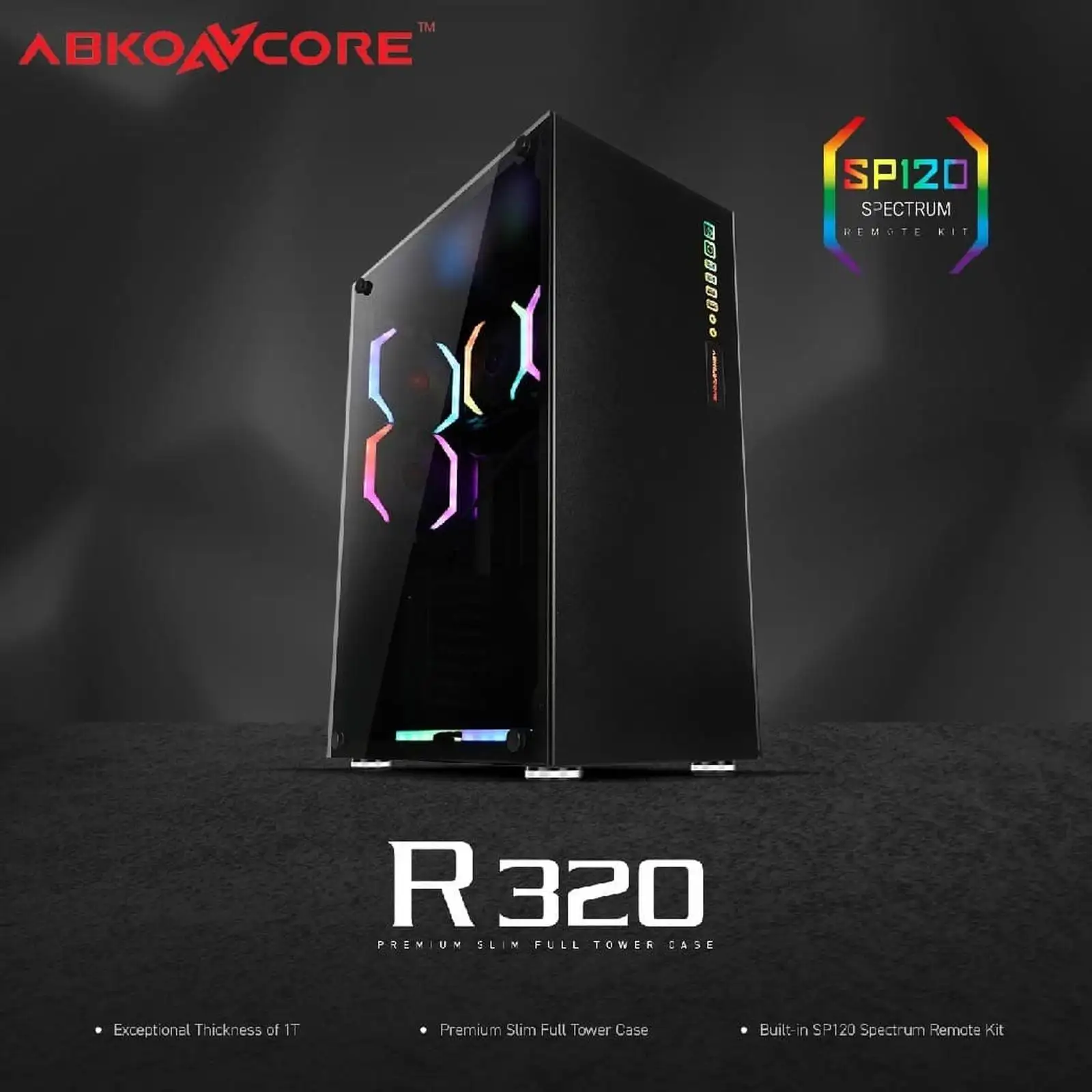 AbkoNcore RAMESSES 320 E-ATX Slim Tower + 6 Spider Fan