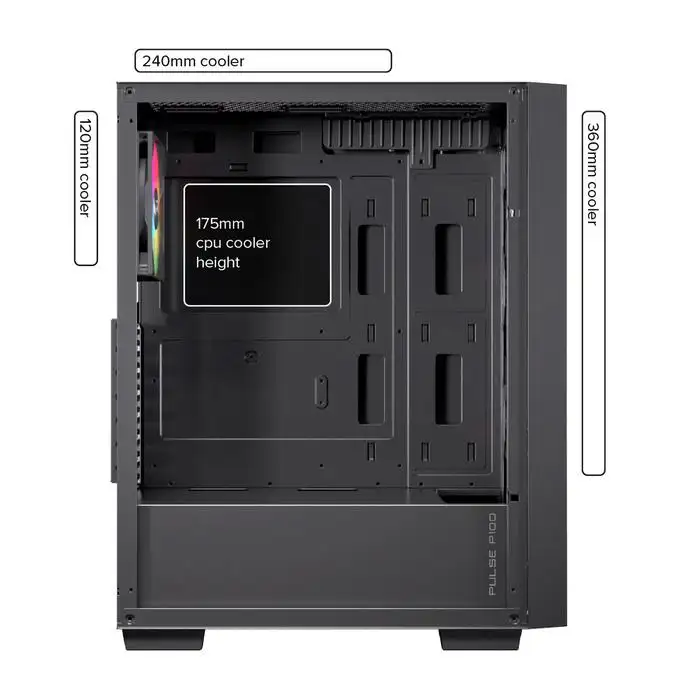 EINAREX Pulse P100 Core Black ATX + 1x Fan ARGB