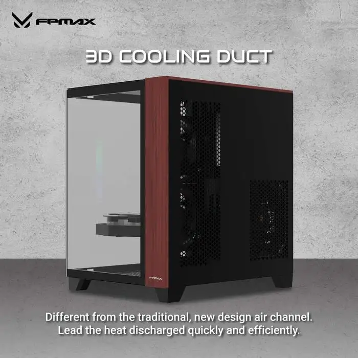 FPMAX Diamond Z9 Mini Art Black + Wood + 3 Fan ARGB m-ATX
