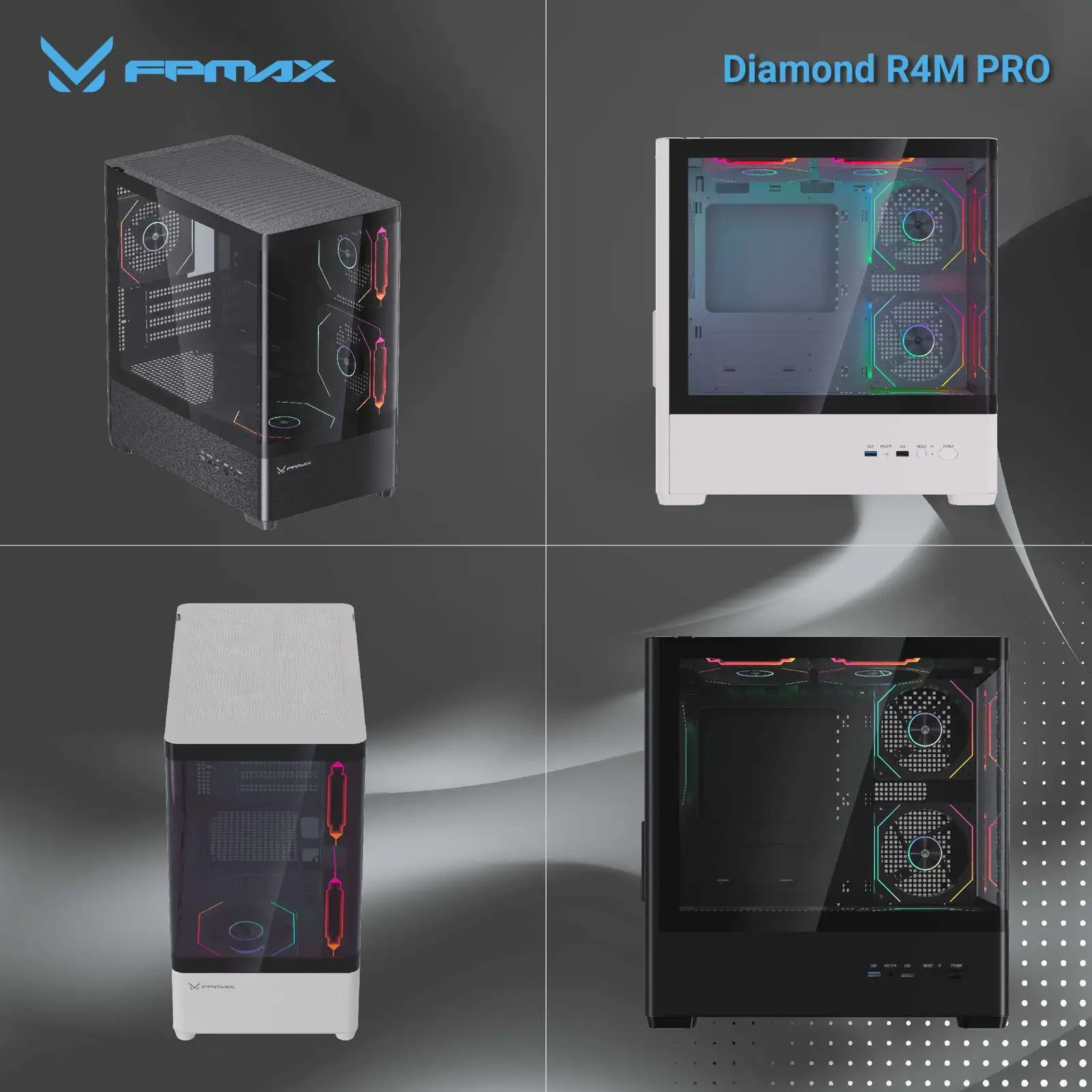 FPMAX Diamond R4M PRO NOVA White + 3 Fan ARGB mATX