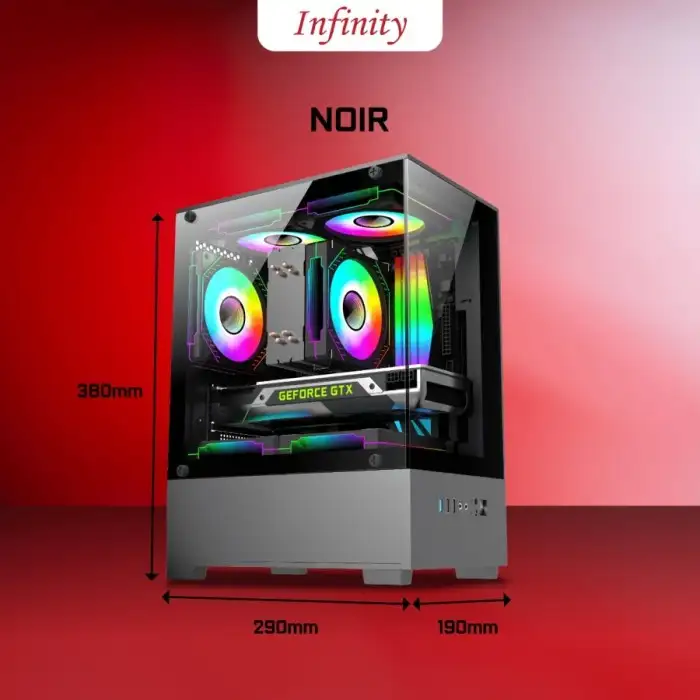 INFINITY NOIR Black + 3 Fan mATX Seaview Case
