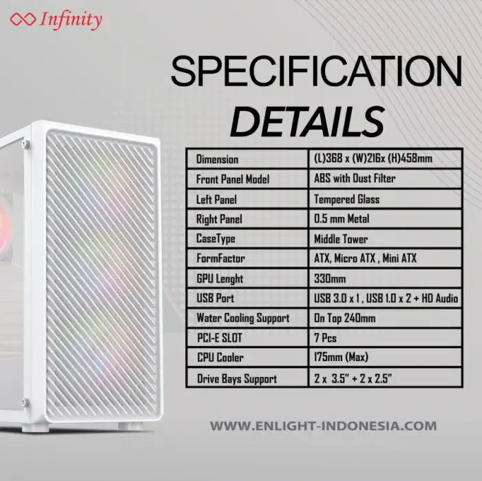 INFINITY RANGER V2 White + No Fan (ATX)