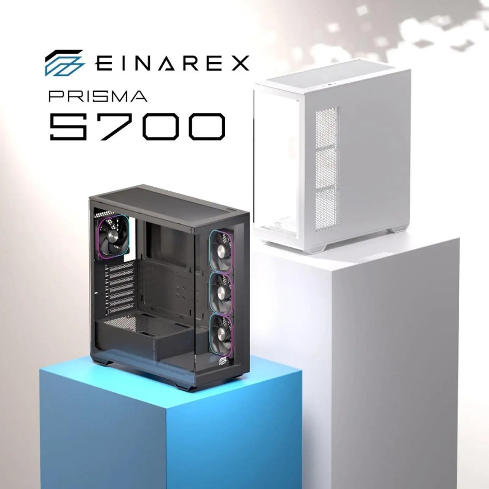EINAREX Prisma S700 Black ATX Type-C 3x 12cm Reverse + 1x12cm ARGB Fan