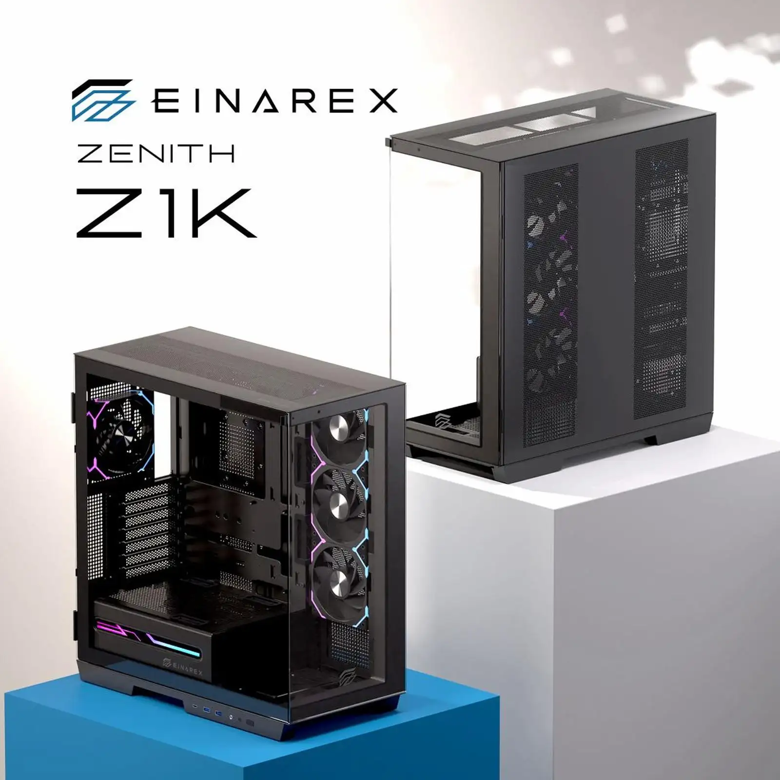 EINAREX Zenith Z1K Black ATX + 4x Fan ARGB Support BTF