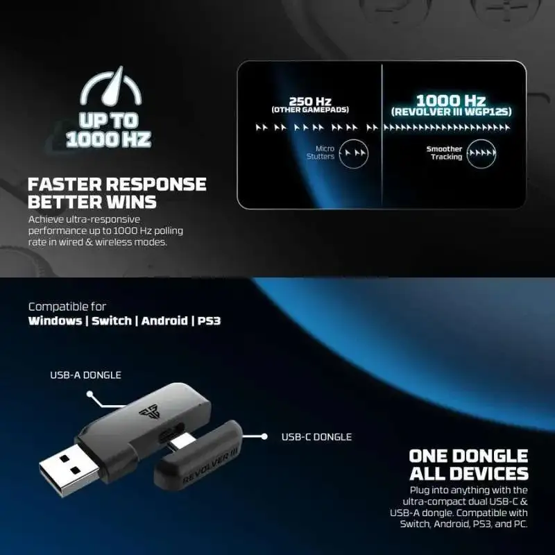 FANTECH REVOLVER III WGP12S WHITE ( PC / PS ) with dongle USB C & USB A
