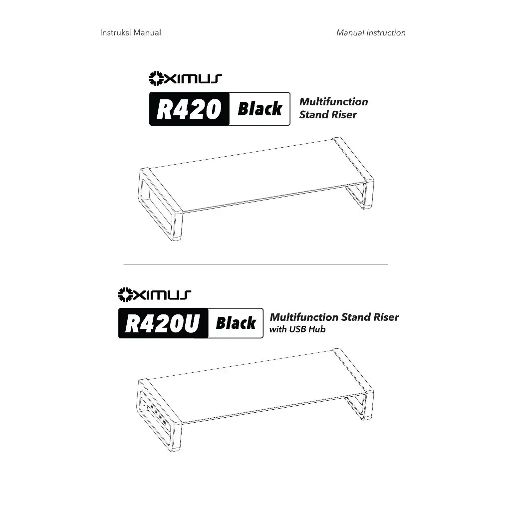 OXIMUS R420 Monitor Stand Riser Metal 20x50x8cm 16"-34" 20Kg (Black)