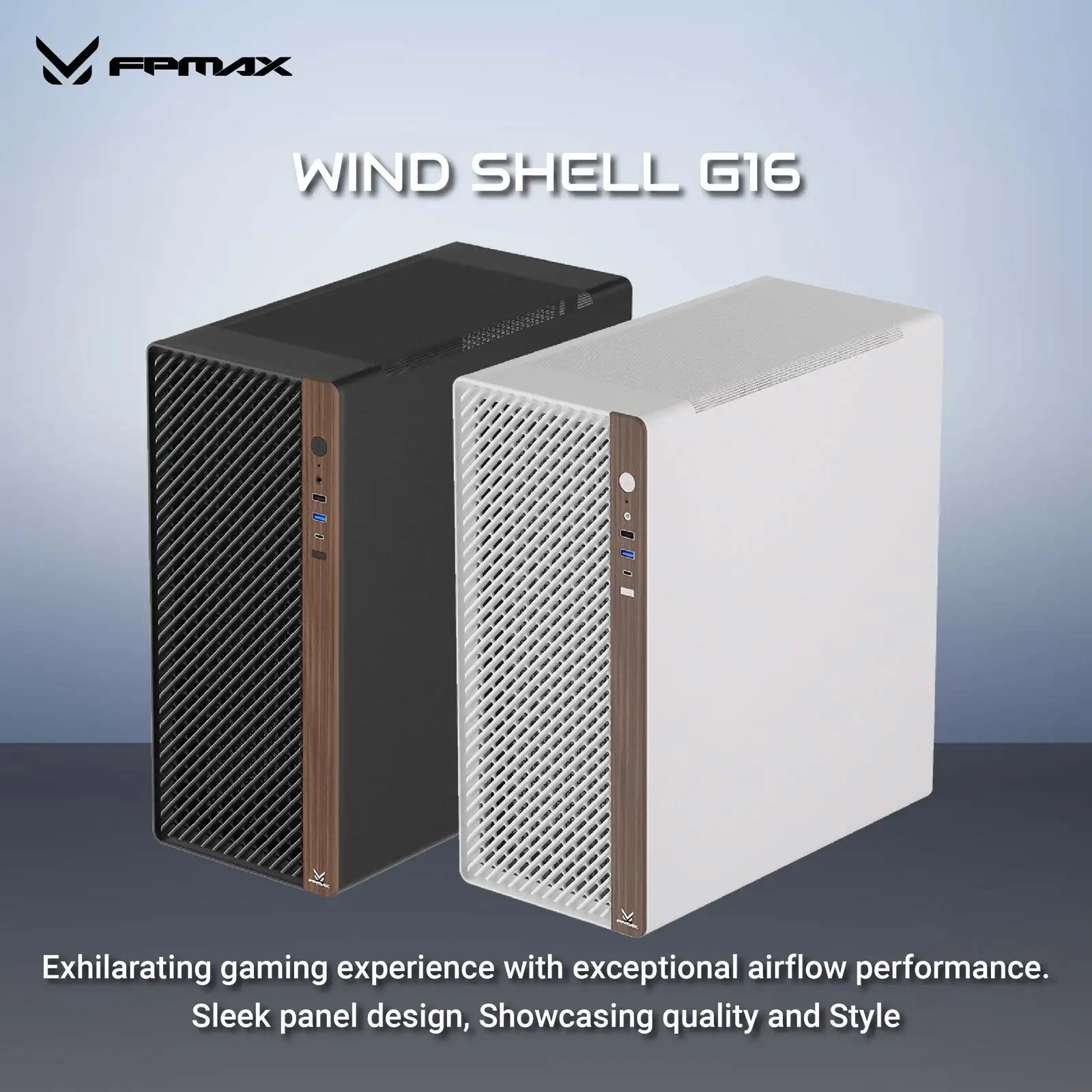 FPMAX Wind Shell G16 USB-C White + Wood + 1 Fan