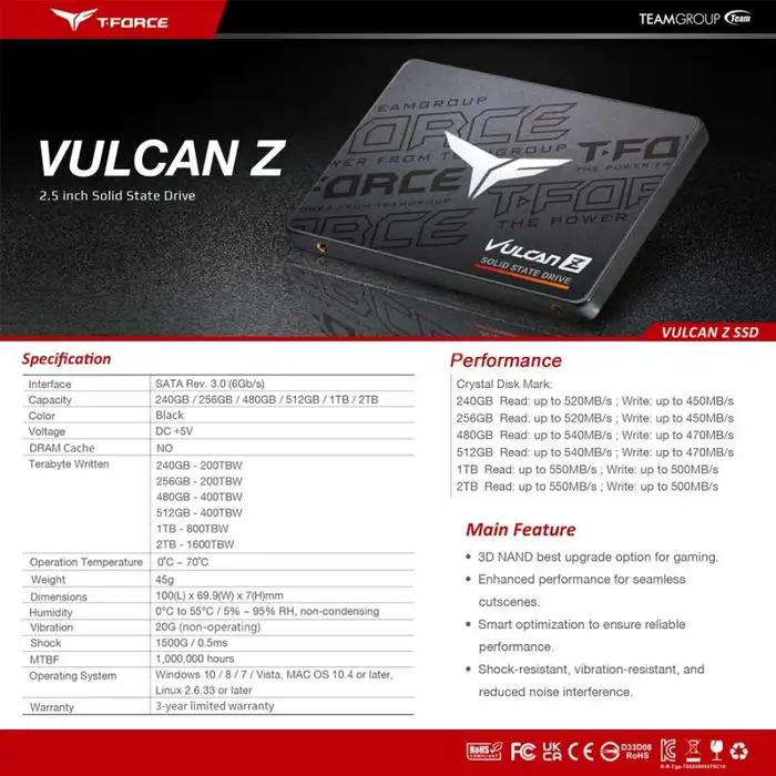 TEAM T-FORCE VULCAN Z TLC 512GB