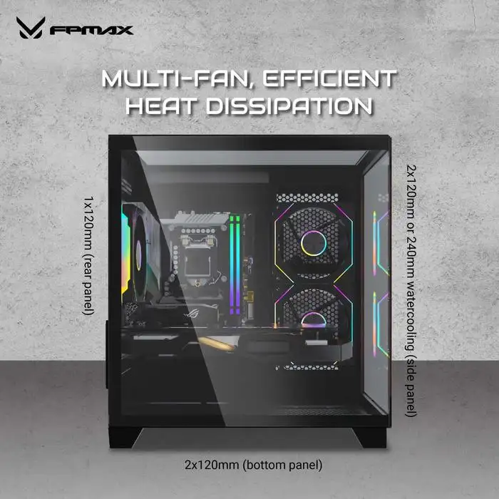 FPMAX Diamond Z9 Mini Art Black + Wood + 3 Fan ARGB m-ATX