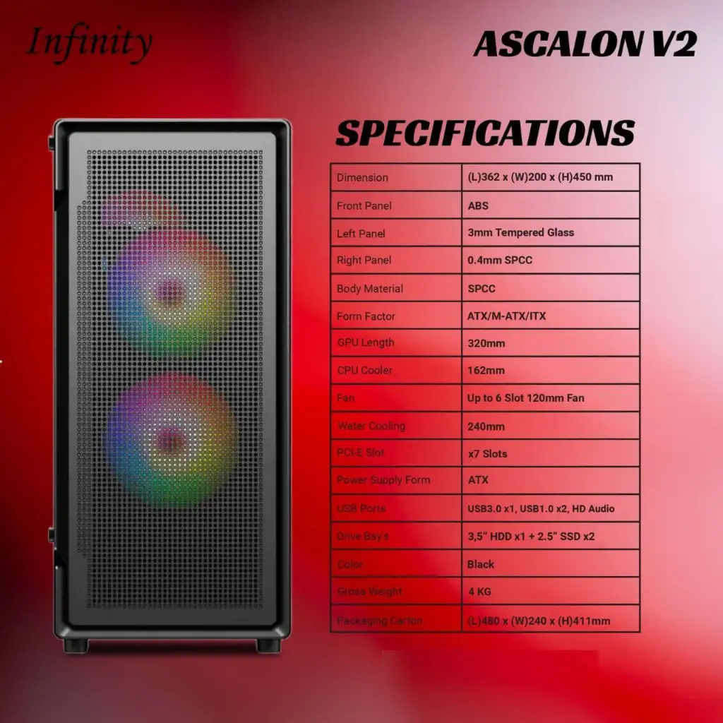 INFINITY ASCALON V2 + 3 Fan RGB ATX