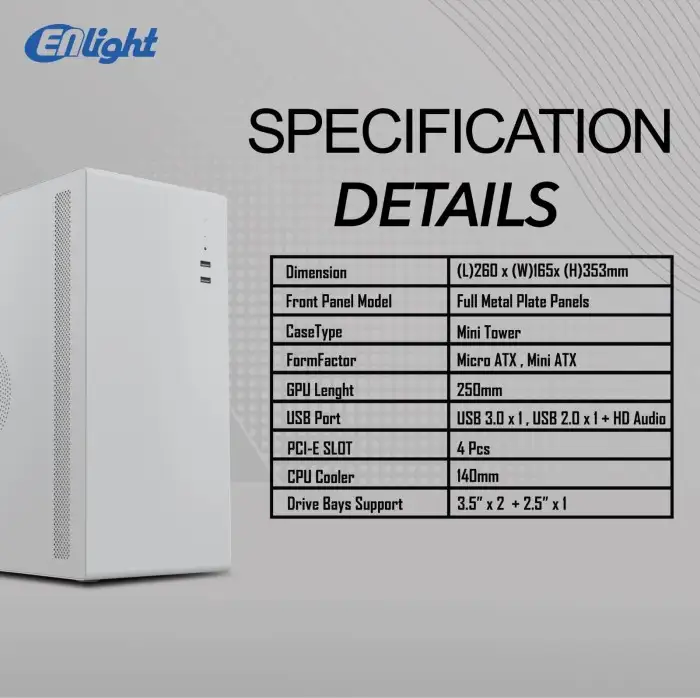 ENLIGHT EN-200 + 300W Black Mid Slim mATX USB3.0