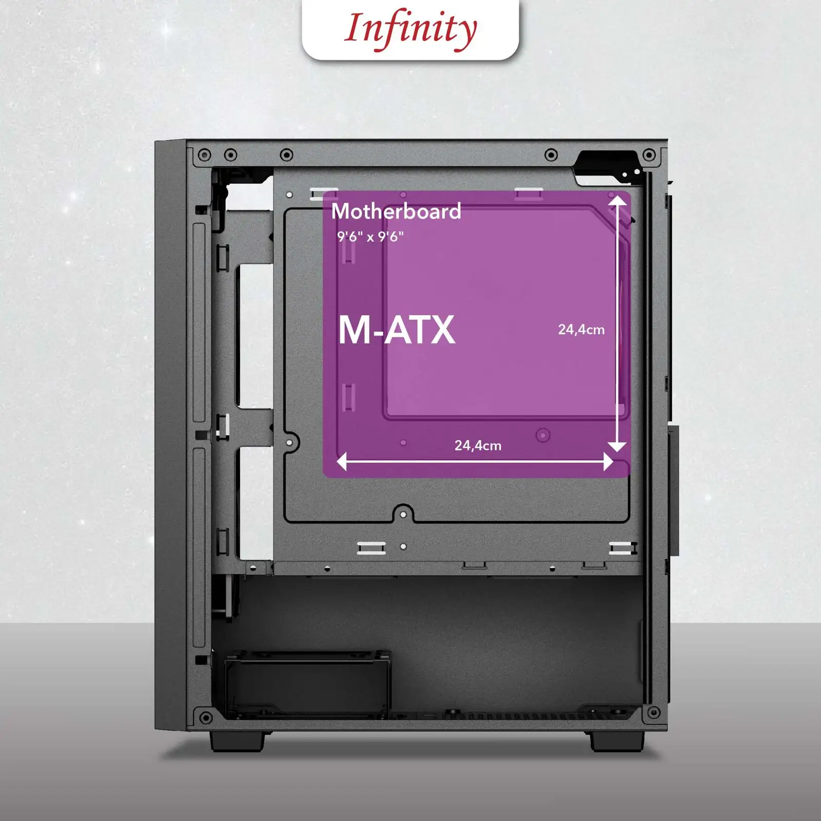 INFINITY ELYSIUM V3 Black + 3 Fan mATX Mesh Case