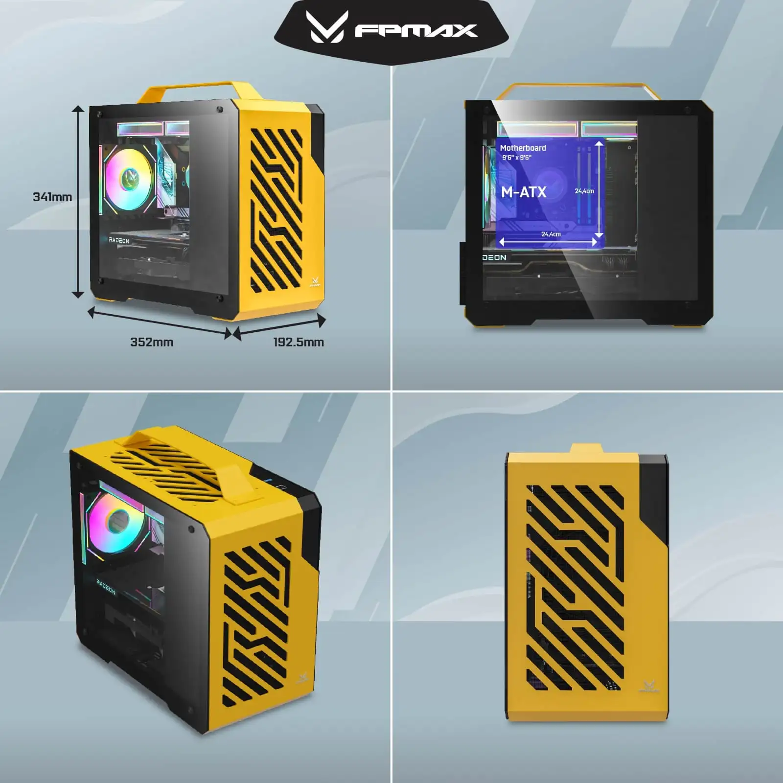 FPMAX Air Cube G3 Yellow Metal + Handle + 1 Fan ARGB