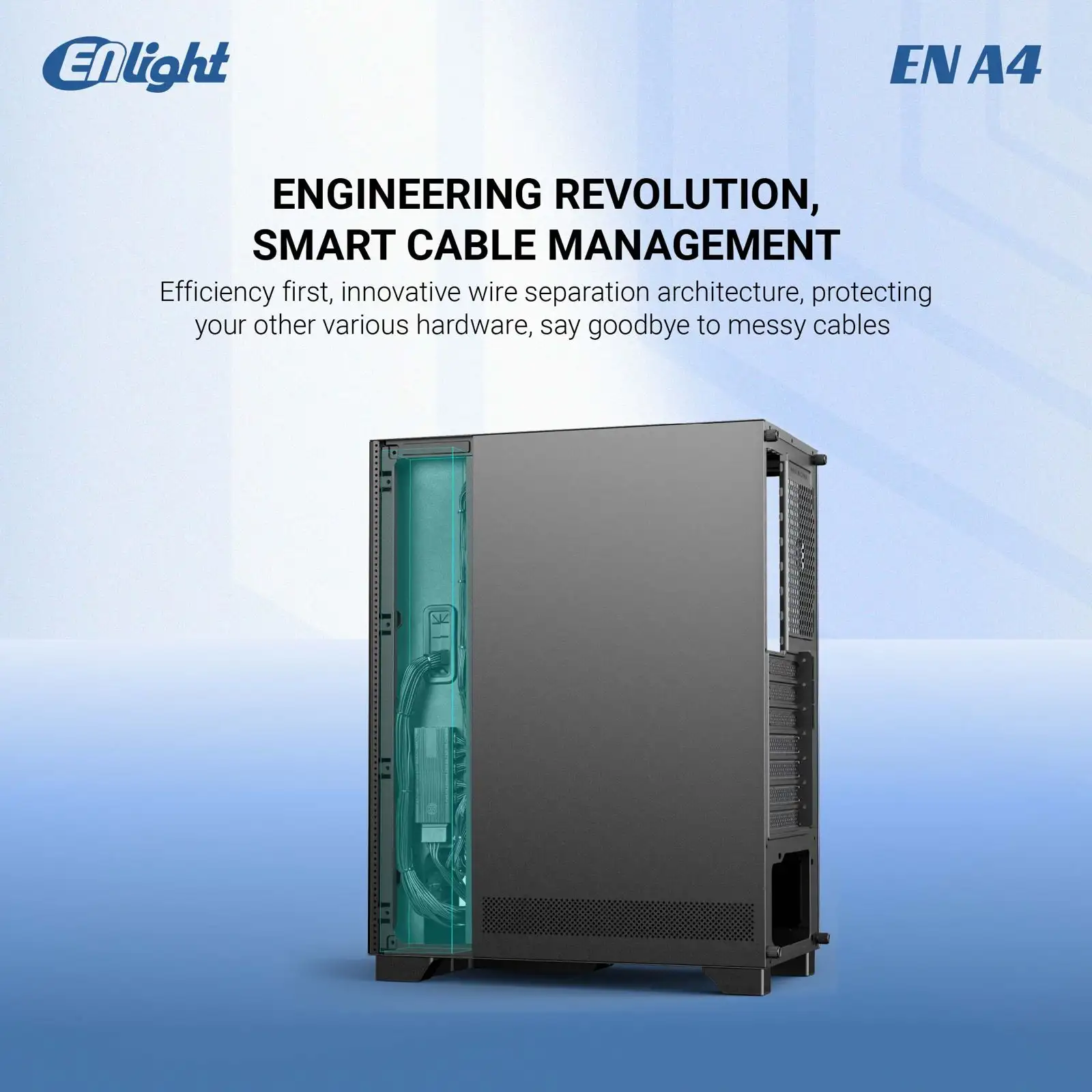 ENLIGHT A4 MESH BLACK ATX + Digital Display + 3 Fan F124 (Fix RGB)