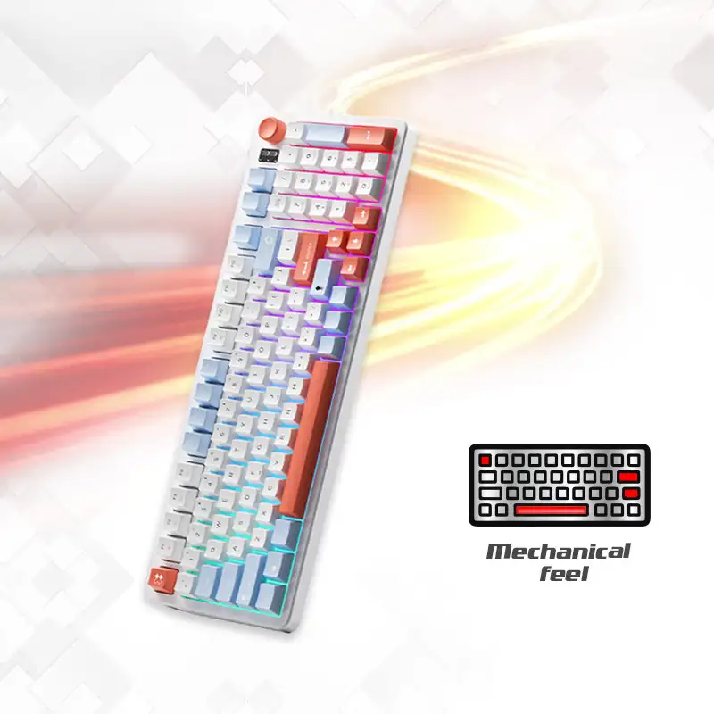 Gamen GK300 Keyboard Gaming Membrane 94 key PBT with Knob Comics White