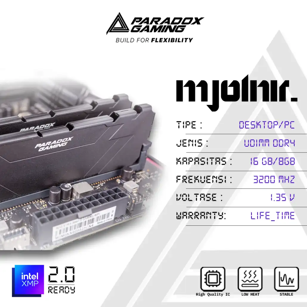 Paradox Gaming MJOLNIR DDR4 16GB 3200Mhz Longdimm Heatsink