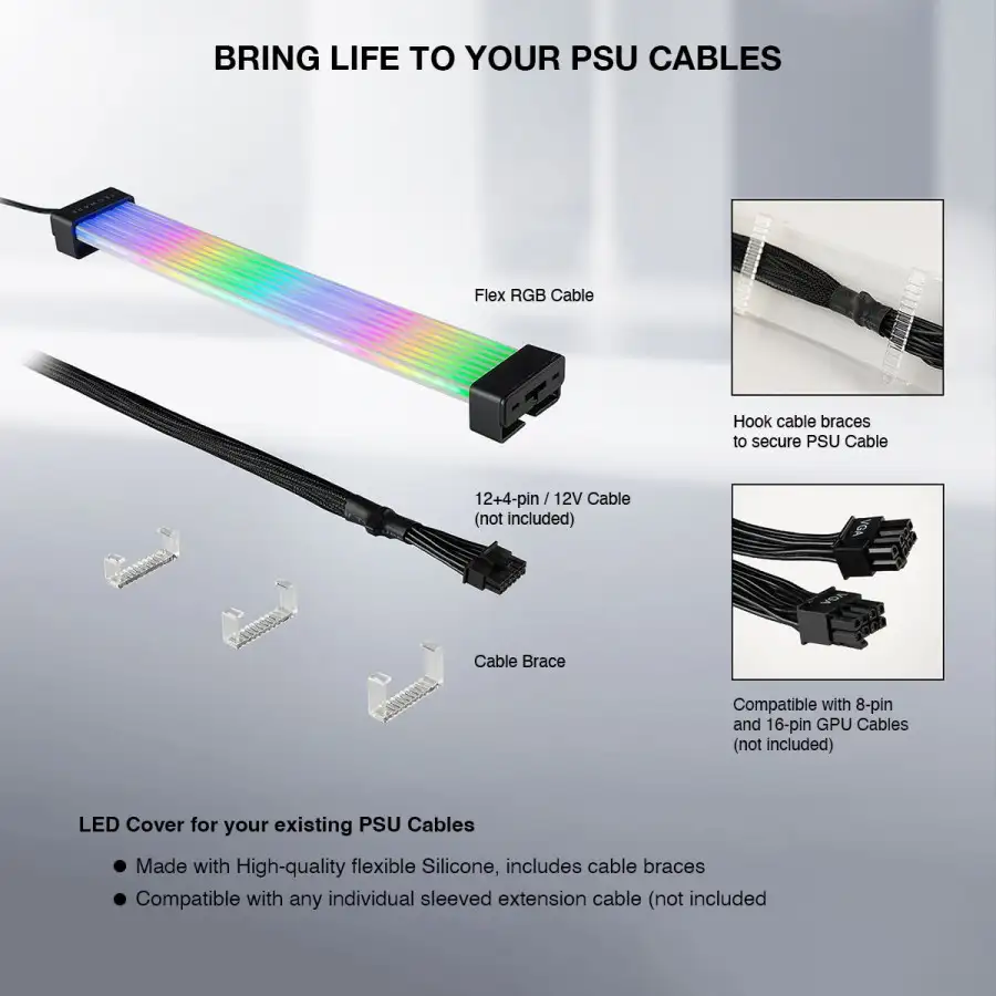 Tecware Flex RGB PSU Extension cable 24pin + 8 / 16 pin Gpu White
