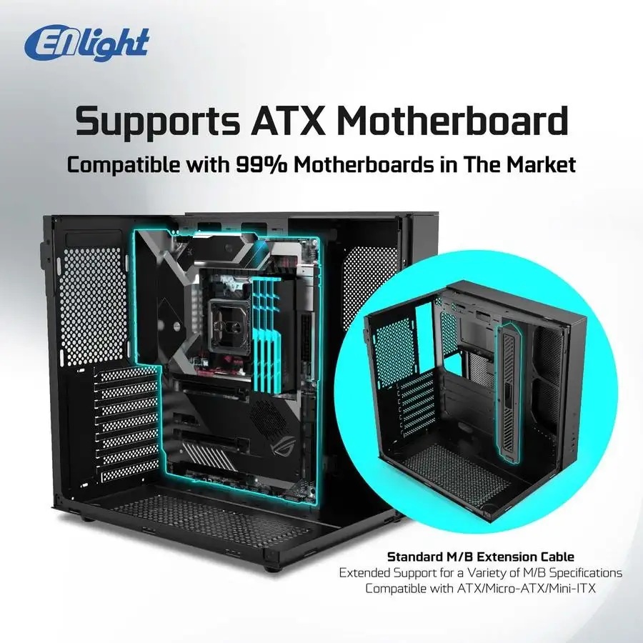 ENLIGHT Z10 BLACK + 3 Fan ATX 3 Side Temper Glass