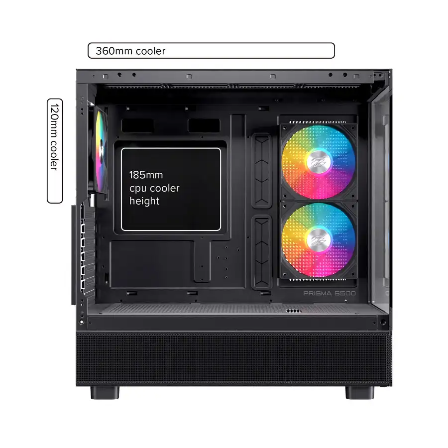 EINAREX Prisma S500 White ATX Type-C 2x 12cm Reverse + 1x12cm ARGB Fan