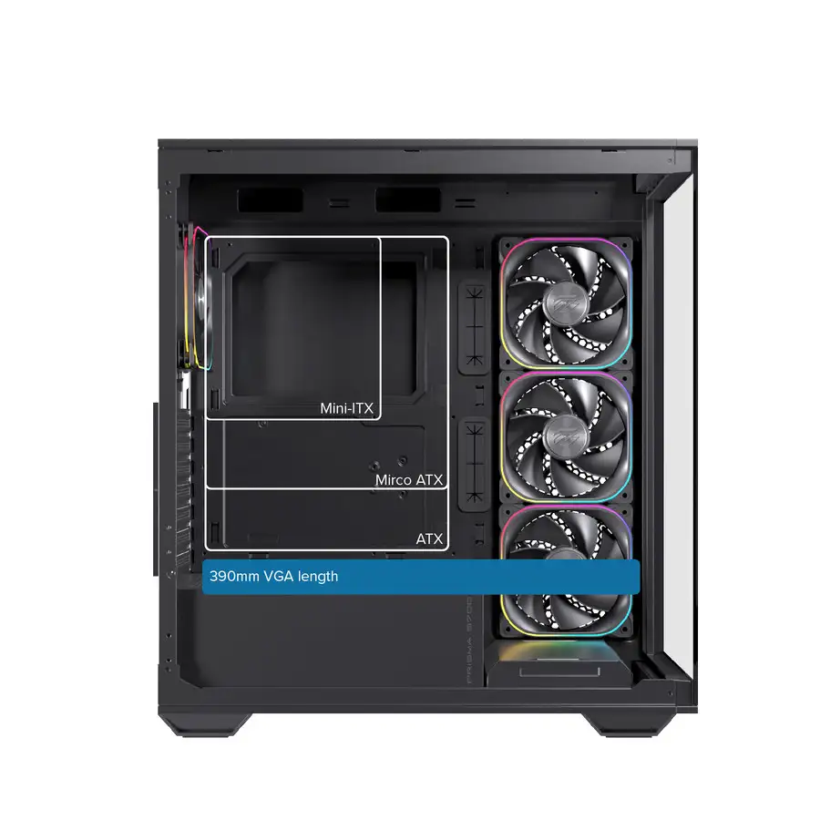 EINAREX Prisma S700 Black ATX Type-C 3x 12cm Reverse + 1x12cm ARGB Fan