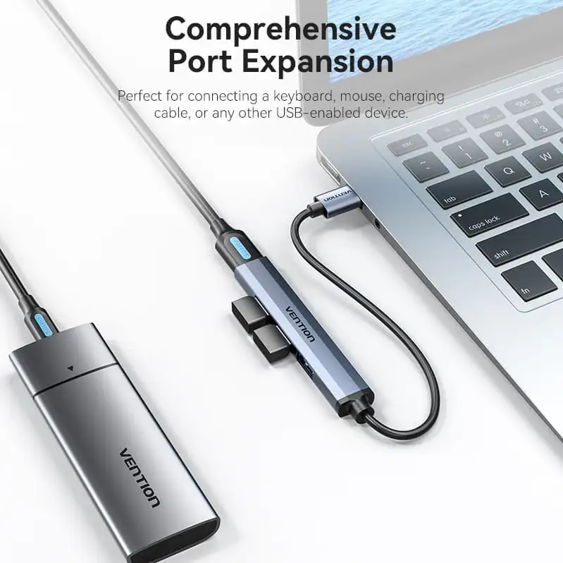 Vention USB HUB 3.0 4 Port to 1x USB 3.0 + 3x USB 2.0 Mini Hub 0.15m Gray Metal CKOHB