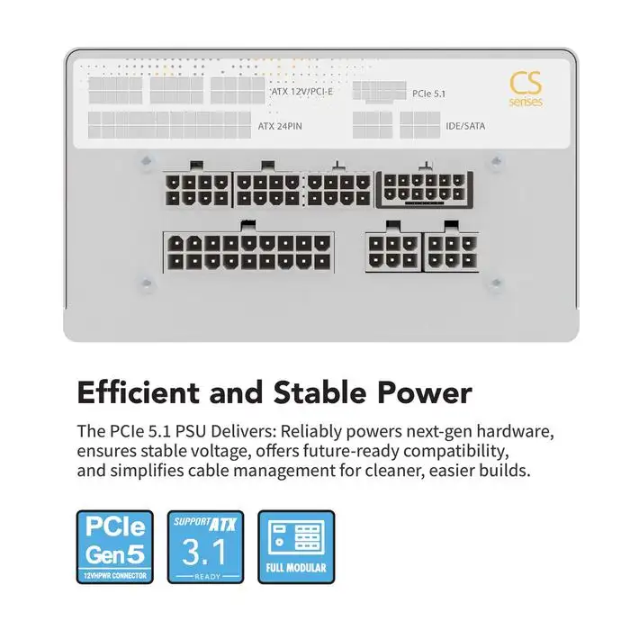 FPMAX CS 650W BR White 80+ Bronze Full Modular PCIE 5.1 Japan caps