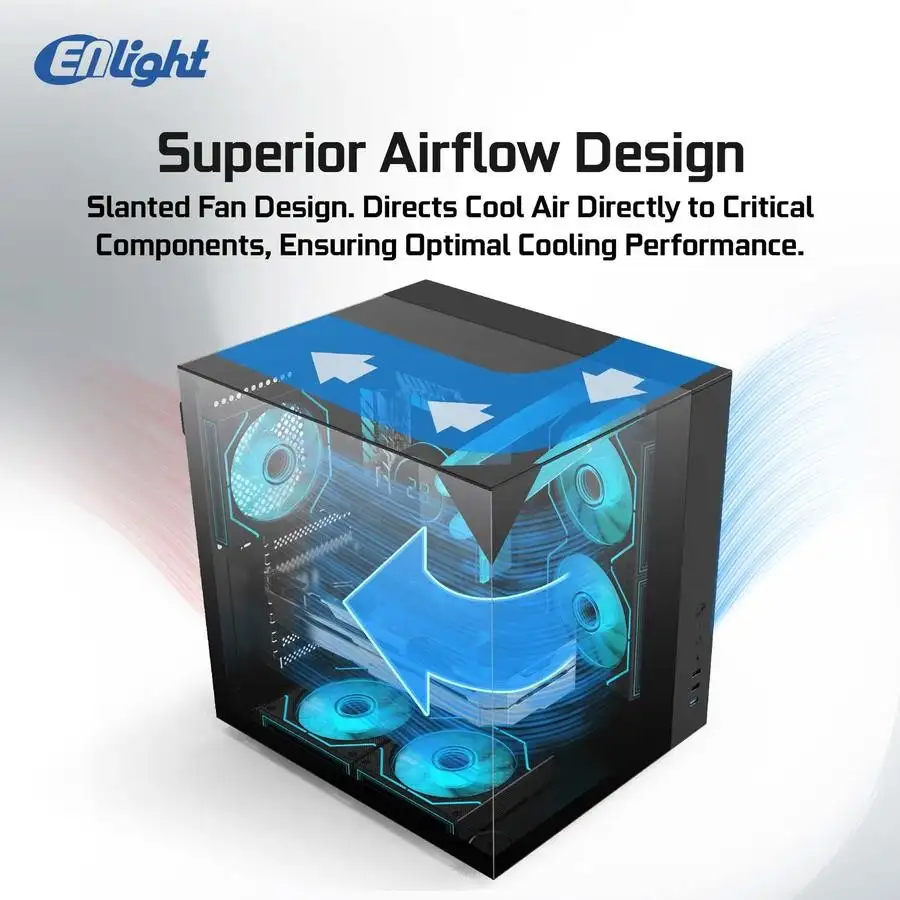 ENLIGHT Z10 BLACK No Fan ATX 3 Side Temper Glass
