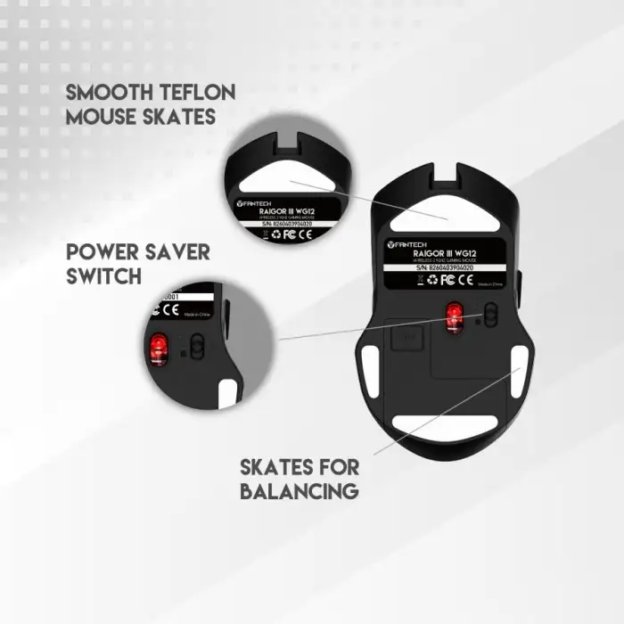 FANTECH RAIGOR III WG12R WIRELESS 2,4GHZ , BATTERY 1 AA - BLACK
