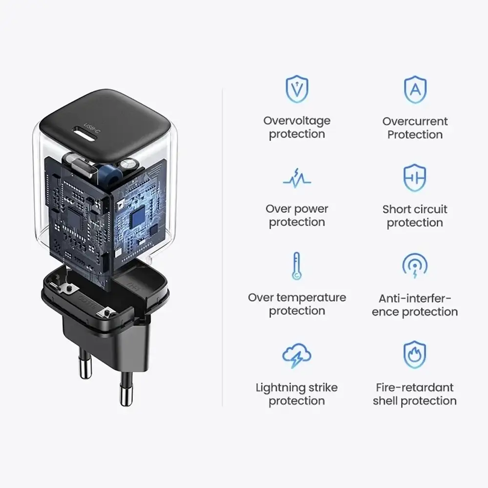UGREEN CHARGER TYPE C N SERIES GAN 20W BLACK ( 55553 )