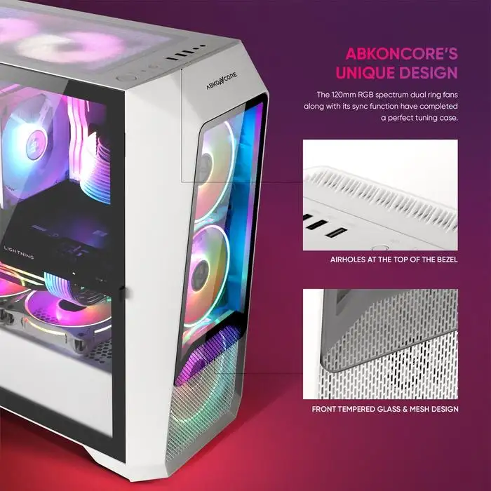 AbkoNcore HELIOS H300G White + 3 Fan RGB