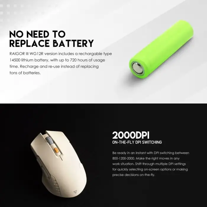 FANTECH RAIGOR III WG12R WIRELESS 2,4GHZ , BATTERY 1 AA - GREY