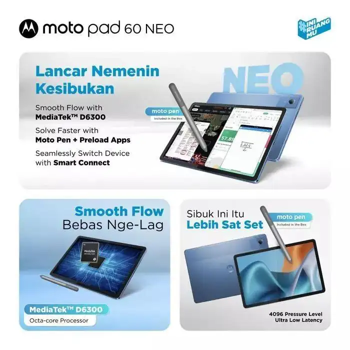 Lenovo Motorola Motopad 60 Neo 4GB 128GB + Pen + Folio Case Polar Blue