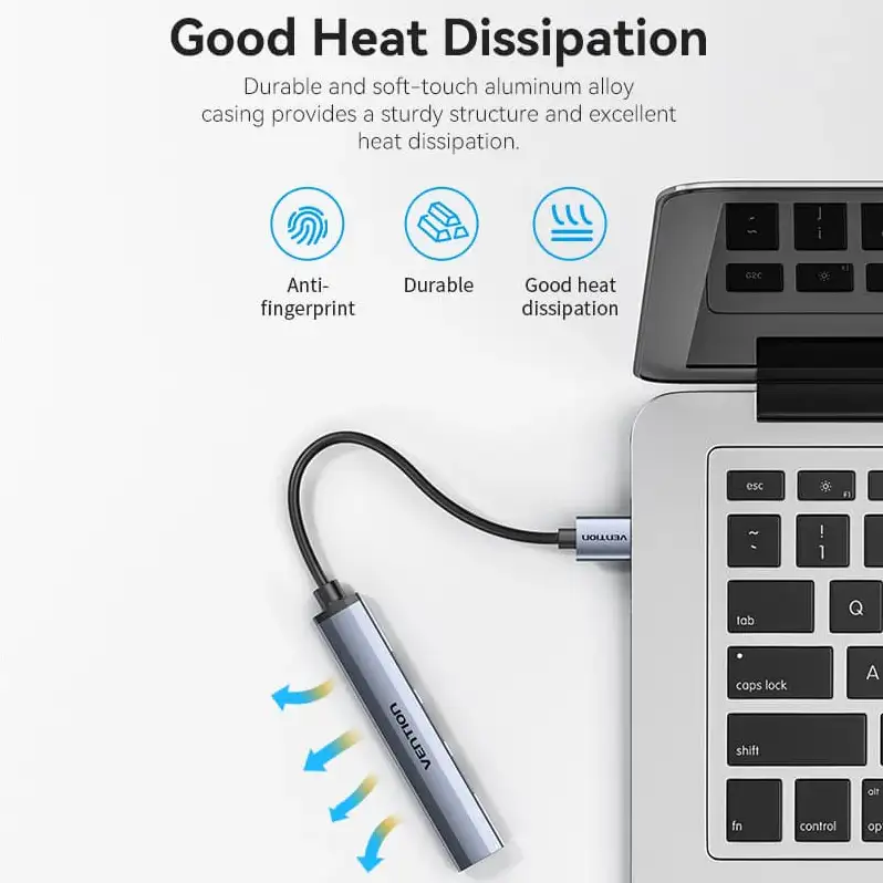 Vention USB HUB 3.0 4 Port to 1x USB 3.0 + 3x USB 2.0 Mini Hub 0.15m Gray Metal CKOHB