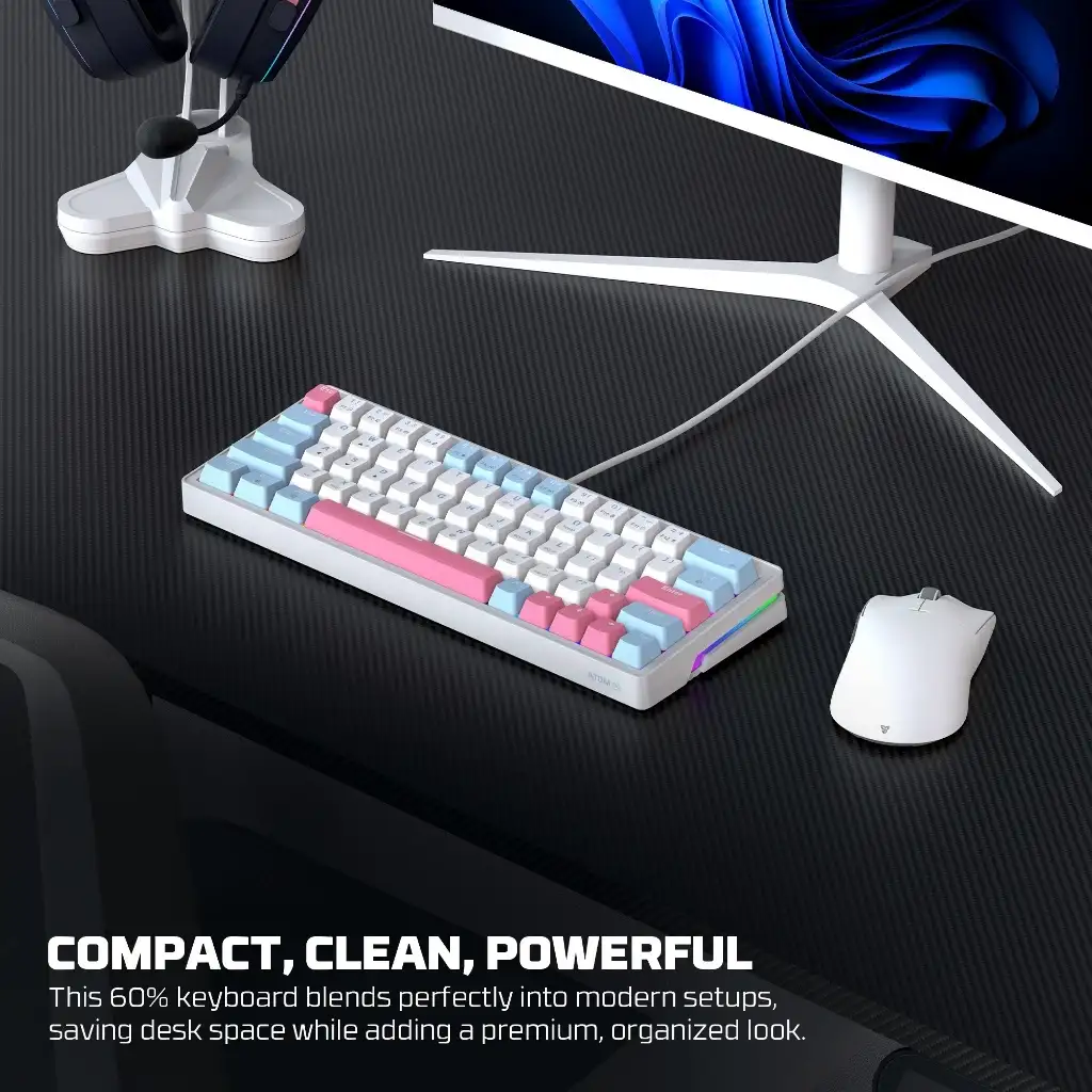 FANTECH KEYBOARD ATOM X 63 MK611 MECHA BLUE WHITE - ROSIE SWITCH
