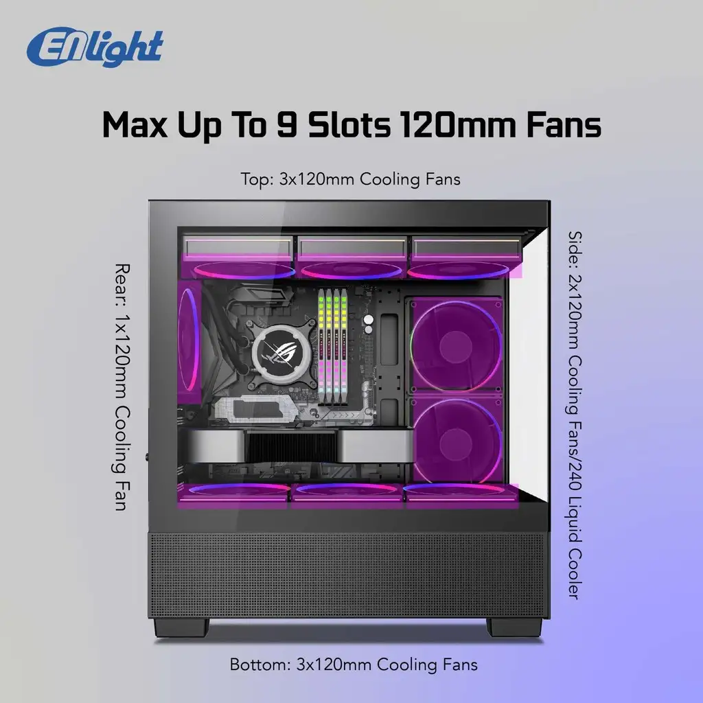 ENLIGHT Z12 + No Fan mATX Seaview Temper - Black