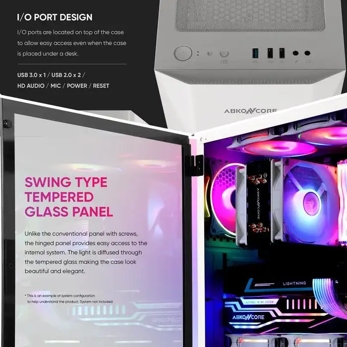 AbkoNcore HELIOS H300G White + 3 Fan RGB