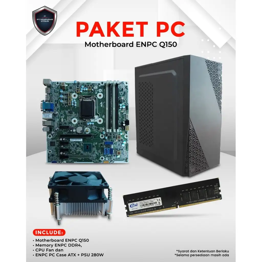 PC BUILD UP ENPC Q150 / Z170 Intel Core i3 6100 DDR4 8GB SSD 256GB + 24ESI 24"