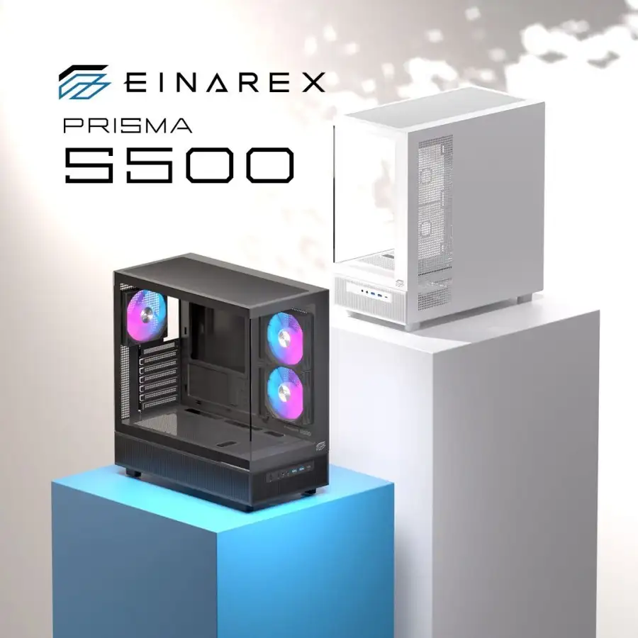 EINAREX Prisma S500 White ATX Type-C 2x 12cm Reverse + 1x12cm ARGB Fan