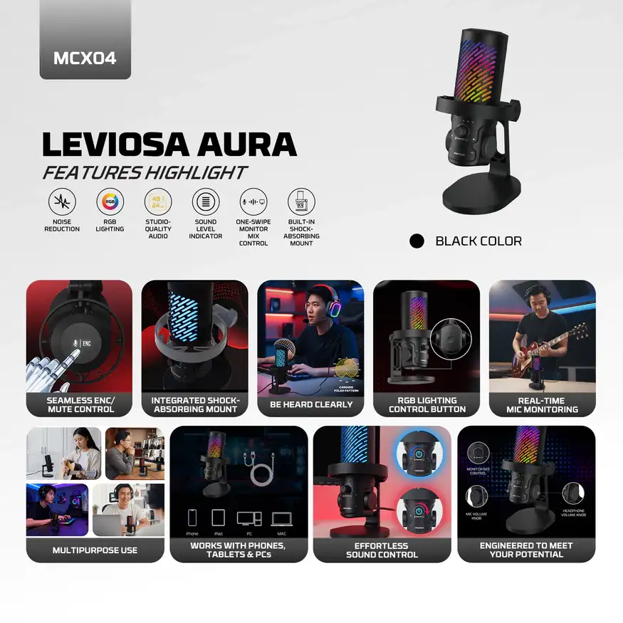 FANTECH LEVIOSA AURA MCX04 Mic Streaming Device Black