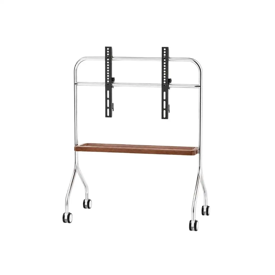 OXIMUS TCD400 TV Floor Cart Standing Roda Portable 32"-65" 50Kg (Chrome + Walnut)